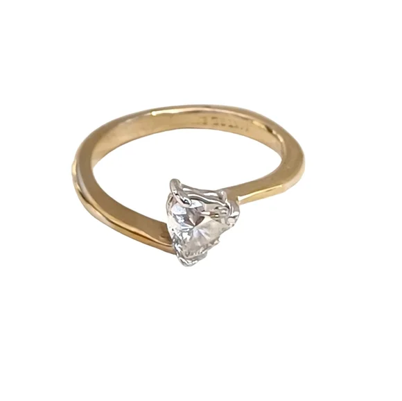 14K GE ESPO (Joseph Esposito) Heart Shape CZ Stone Gold Ring - Picture 1 of 8